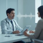 Primary care physician reviewing AI-generated SOAP note on iPad after patient visit using ambient charting EHR