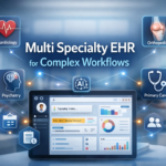 Multi specialty EHR dashboard managing complex healthcare workflows across specialties