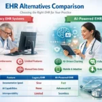 EHR alternatives comparison showing AI powered EHR benefits for modern medical practices